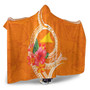 Tokelau Polynesian Hooded Blanket - Orange Floral With Seal 3