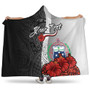 Samoa Polynesian Custom Personalised Hooded Blanket- Coat Of Arm With Hibiscus White 1