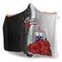 Samoa Polynesian Hooded Blanket- Coat Of Arm With Hibiscus White 3