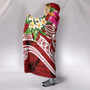 Tahiti Polynesian Hooded Blanket - Summer Plumeria (Red) 4