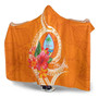 Guam Polynesian Hooded Blanket - Orange Floral With Seal 4