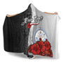 Marshall Islands Polynesian Custom Personalised Hooded Blanket- Coat Of Arm With Hibiscus White 3