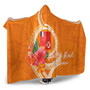 Wallis And Futuna Polynesian Hooded Blanket - Orange Floral With Seal 3