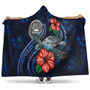 American Samoa Polynesian Hooded Blanket - Blue Turtle Hibiscus 1