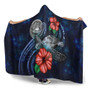 American Samoa Polynesian Hooded Blanket - Blue Turtle Hibiscus 3