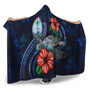 Guam Polynesian Hooded Blanket - Blue Turtle Hibiscus 2
