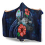 Guam Polynesian Hooded Blanket - Blue Turtle Hibiscus 3