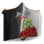 Tuvalu Polynesian Custom Personalised Hooded Blanket- Coat Of Arm With Hibiscus White 2