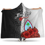 Guam Polynesian Custom Personalised Hooded Blanket- Coat Of Arm With Hibiscus White 1