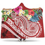 Polynesian American Samoa Hooded Blanket - Summer Plumeria (Red) 1