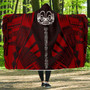 Marquesas Islands Hooded Blanket - Polynesian Tattoo Red 1