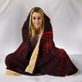 Polynesian Hawaii Hooded Blanket - Humpback Whale with Hibiscus (Red) 5