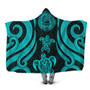 American Samoa Hooded Blanket - Turquoise Tentacle Turtle 1