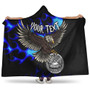 American Samoa Polynesian Custom Personalised Hooded Blanket - Eagle With Flame Blue 1