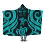 Fiji Hooded Blanket - Turquoise Tentacle Turtle Crest 1