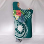 Nauru Polynesian Hooded Blanket - Summer Plumeria (Turquoise) 2