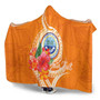 Federated States Of Micronesia Custom Personalised Hooded Blanket - Orange Floral With Seal 4