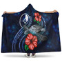 Yap Polynesian Hooded Blanket - Blue Turtle Hibiscus 1