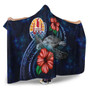 Tahiti Polynesian Hooded Blanket - Blue Turtle Hibiscus 2