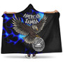 American Samoa Polynesian Hooded Blanket - Eagle With Flame Blue 1