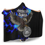 American Samoa Polynesian Hooded Blanket - Eagle With Flame Blue 2