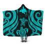 Papua New Guinea Hooded Blanket - Turquoise Tentacle Turtle 1