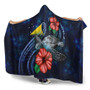 Tokelau Polynesian Hooded Blanket - Blue Turtle Hibiscus 3