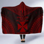 Wallis And Futuna Polynesian Chief Hooded Blanket - Red Version 5