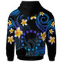 Cook Islands Hoodie - Custom Personalised Polynesian Waves with Plumeria Flowers (Blue)