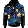 Guam Hoodie - Custom Personalised Polynesian Waves with Plumeria Flowers (Blue)