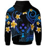 Kosrae Hoodie - Custom Personalised Polynesian Waves with Plumeria Flowers (Blue)