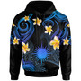 Marshall Islands Hoodie - Custom Personalised Polynesian Waves with Plumeria Flowers (Blue)