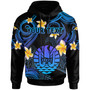 Tahiti Hoodie - Custom Personalised Polynesian Waves with Plumeria Flowers (Blue)