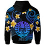 Tahiti Hoodie - Custom Personalised Polynesian Waves with Plumeria Flowers (Blue)