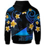 Tokelau Hoodie - Custom Personalised Polynesian Waves with Plumeria Flowers (Blue)