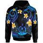 Vanuatu Hoodie - Custom Personalised Polynesian Waves with Plumeria Flowers (Blue)