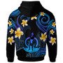 Vanuatu Hoodie - Custom Personalised Polynesian Waves with Plumeria Flowers (Blue)