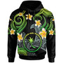 Chuuk Hoodie - Custom Personalised Polynesian Waves with Plumeria Flowers (Green)