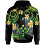 Kosrae Hoodie - Custom Personalised Polynesian Waves with Plumeria Flowers (Green)