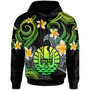 Tahiti Hoodie - Custom Personalised Polynesian Waves with Plumeria Flowers (Green)