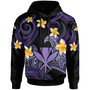 Kanaka Maoli Hoodie - Custom Personalised Polynesian Waves with Plumeria Flowers (Purple)