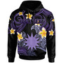 Nauru Hoodie - Custom Personalised Polynesian Waves with Plumeria Flowers (Purple)