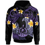 Vanuatu Hoodie - Custom Personalised Polynesian Waves with Plumeria Flowers (Purple)