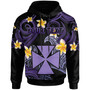 Wallis and Futuna Hoodie - Custom Personalised Polynesian Waves with Plumeria Flowers (Purple)