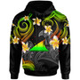 Tokelau Hoodie - Custom Personalised Polynesian Waves with Plumeria Flowers (Reggae)