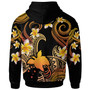 Papua New Guinea Hoodie - Custom Personalised Polynesian Waves with Plumeria Flowers (Orange)