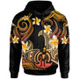 Vanuatu Hoodie - Custom Personalised Polynesian Waves with Plumeria Flowers (Orange)