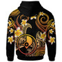 Yap Hoodie - Custom Personalised Polynesian Waves with Plumeria Flowers (Orange)