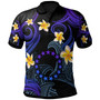 Cook Islands Polo Shirt - Custom Personalised Polynesian Waves with Plumeria Flowers (Blue)