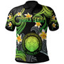 CMNI Polo Shirt - Custom Personalised Polynesian Waves with Plumeria Flowers (Green)